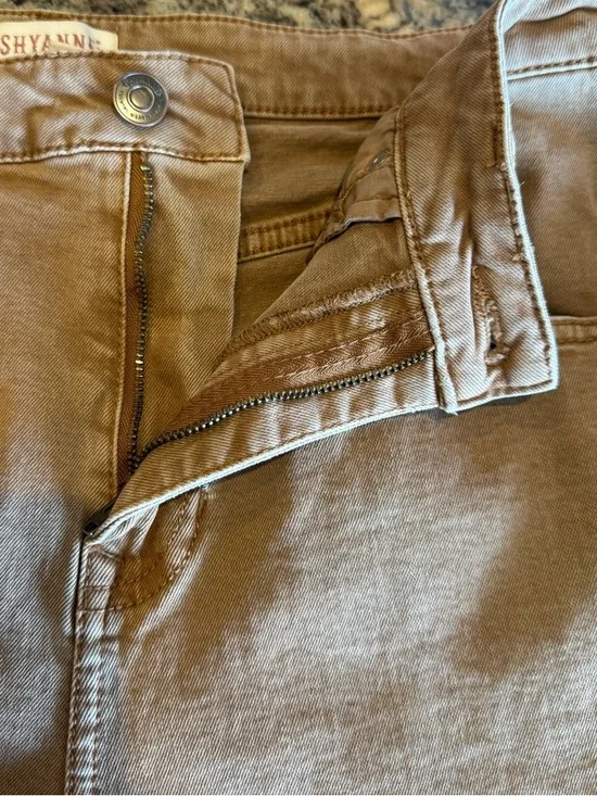 Shyanne Khaki Brown High-Rise Super Flare Western Jeans Raw Hem Women’s 33 X 32 - Picture 5 of 13